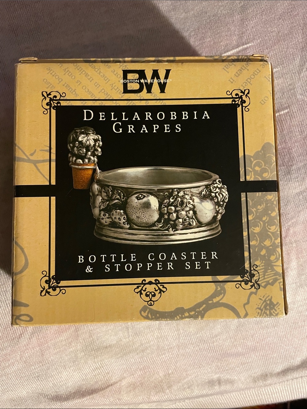 Boston Warehouse Dellarobbia Grape Coaster & Stopper Set